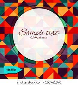 Bright geometric background with triangles and frame - vector