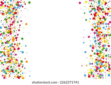 Bright Geometric Background White Vector. Element Holiday Design. Colorful Party. Rainbow Round Event. Confetti Fete Frame.