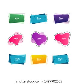 Bright geometric banners. Dynamical colored forms and line. Gradient banners with flowing shapes. Template for design of logo, flyer or presentation. Vector illustration