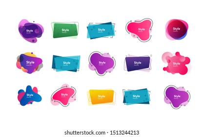 Bright geometric banners. Dynamical colored forms and line. Gradient banners with flowing shapes. Template for design of logo, flyer or presentation. Vector illustration