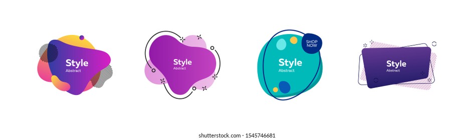 Bright geometric banners. Dynamical colored forms and line. Gradient banners with flowing shapes. Template for design of logo, flyer or presentation. Vector illustration