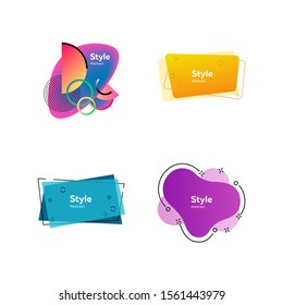 Bright geometric banners. Dynamical colored forms and line. Gradient banners with flowing shapes. Template for design of logo, flyer or presentation. Vector illustration