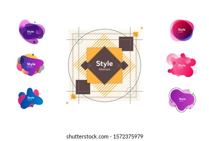 Bright geometric banners. Dynamical colored forms and line. Gradient banners with flowing shapes. Template for design of logo, flyer or presentation. Vector illustration