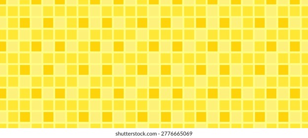 Bright geometric bathroom pattern with small square mosaic tiles in various shades of yellow