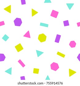 Bright geometric figures. Vector hand drawn seamless pattern