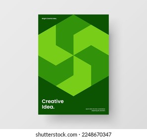 Bright geometric hexagons booklet template. Unique banner design vector illustration.