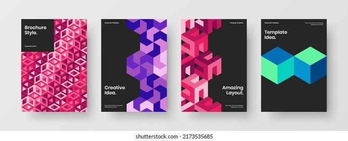 Helles geometrisches Sechseck-Pamphlet-Layout-Set. Minimalistische Konstruierung von Vektorgrafik-Vorlagen für die Tagebuchabdeckung.