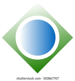 Bright geometric logo or icon with square and circle