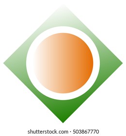 Bright geometric logo or icon with square and circle