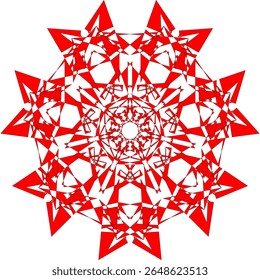 A bright geometric mandala with a multi-colored pattern. The symmetrical design radiates energy and harmony, combining sharp angles with flowing curves in a kaleidoscope of colors.