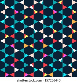 Bright geometric modern background with many triangles and hexagons