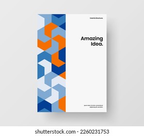 Bright geometric pattern annual report illustration. Multicolored poster vector design layout.