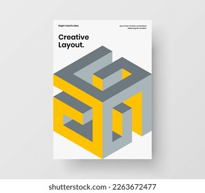 Bright geometric pattern corporate brochure concept. Colorful leaflet A4 vector design template.