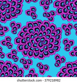 Bright geometric pattern with petals. Hand drawn seamless. Seamless for fabric design, gift wrapping paper and printing and web projects.