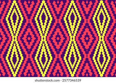 Bright Geometric Pattern with Pink, Yellow, and Purple Diamond Motifs for Decorative Textile and Wallpaper Art