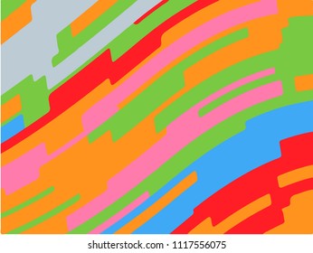 Bright geometric pattern with slanted waves, stripes. Vector illustration