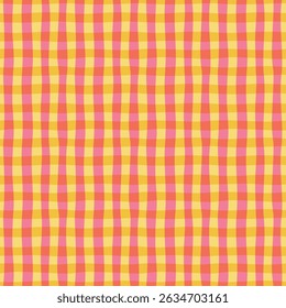 Bright geometric plaid seamless pattern. Traditional square gingham background. Checked wallpaper print, checker grid tartan texture