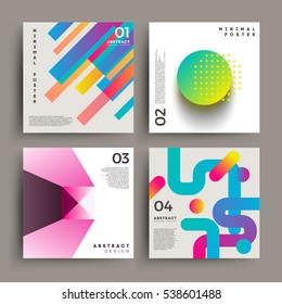 Bright geometric posters. Vector design template for placards and brochure