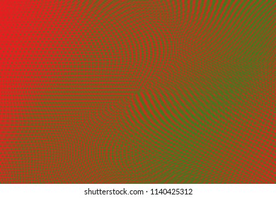 Bright geometric red green grunge halftone pattern. Soft dynamic lines. Abstract vector illustration with dots. Modern polka dots background