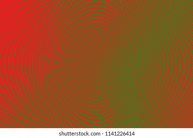 Bright geometric red green grunge halftone pattern. Soft dynamic lines. Abstract vector illustration with dots. Modern polka dots background