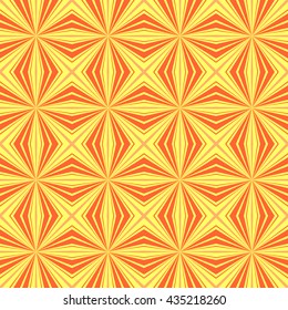 Bright geometric seamless pattern. Abstract floral background. Zigzag and stripe line. Yellow and orange colors. For invitation, web, textile, wallpaper, wrapping paper. Vector illustration