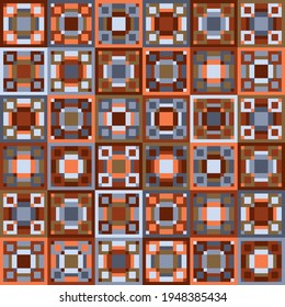Bright geometric seamless pattern with diamonds and stripes. Colorful mosaic kaleidoscope in pastel colors. Stock illustration for web and print, backgound, wallpaper, wrapping paper, textile
