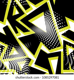 Bright geometric seamless pattern with grunge effect.