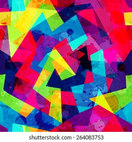 bright geometric seamless pattern with grunge effect