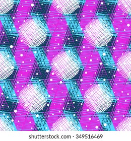 Bright geometric seamless pattern with jagged geometric shapes, triangles. Perfect for new year's background. Vector illustration.