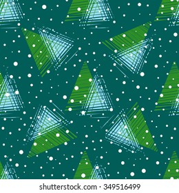 Bright geometric seamless pattern with jagged geometric shapes, triangles. Perfect for new year's background. Vector illustration.