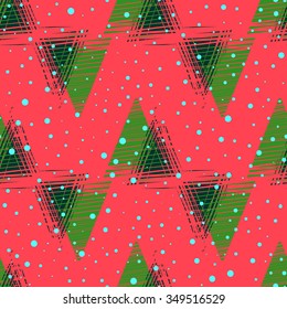 Bright geometric seamless pattern with jagged geometric shapes, triangles. Perfect for new year's background. Vector illustration.