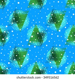 Bright geometric seamless pattern with jagged geometric shapes, triangles. Perfect for new year's background. Vector illustration.