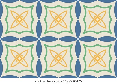 Bright geometric seamless pattern. Mosaic color ornament print. Tile trendy background