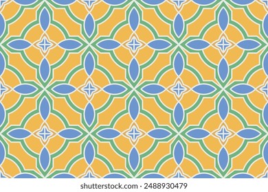 Bright geometric seamless pattern. Mosaic color ornament print. Tile trendy background