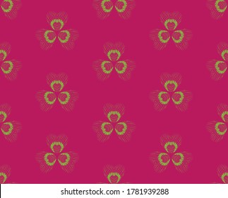 Bright geometric seamless pattern with skeletonized clover leaves. Repeat symmetrical botanical pattern. Vector illustration.