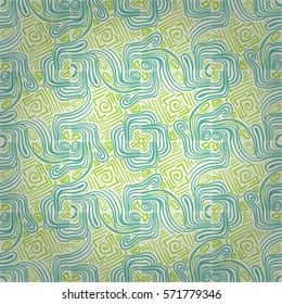 Bright geometric seamless pattern in tribal style. Vector background.