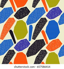 Bright geometric shapes. Abstract design. Vector seamless pattern.