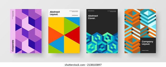 Conjunto de conceptos de folleto de formas geométricas luminosas. Colorida colección de ilustraciones vectoriales de diseño de la lista de mano.