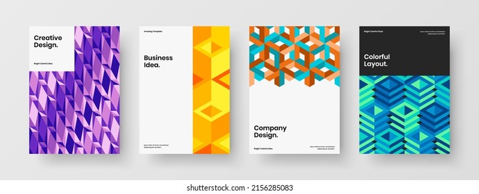Conjunto de diseño de portada de catálogo de formas geométricas luminosas. Composición del concepto de diseño de vectores de folletos nuevos.