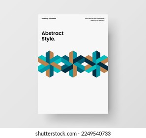 Bright geometric shapes flyer illustration. Abstract front page design vector template.
