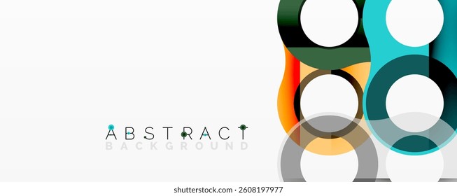 Bright geometric shapes overlap. Circles, squares create modern design. Vibrant colors, clean lines, minimalist aesthetic. Perfect backdrop for presentations.