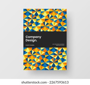 Bright geometric shapes pamphlet illustration. Premium handbill A4 design vector concept.