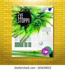 Bright geometric splash at corporate business background. Abstract modern brochure or poster illustration. Professional presentation template with drawing elements for business design. 