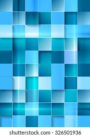 Bright geometric tech blue squares background. Vector design