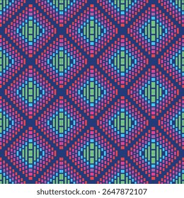 Impressão têxtil geométrica brilhante com arranjo de bloco abstrato. padrão de tecido