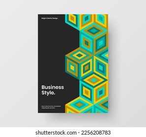Bright geometric tiles catalog cover concept. Colorful banner vector design layout.