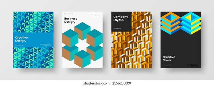 Colección de diseño de página principal de mosaicos geométricos luminosos. Conjunto de ilustraciones vectoriales de diseño de volante único.