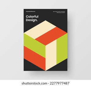 Bright geometric tiles handbill template. Fresh leaflet A4 design vector layout.