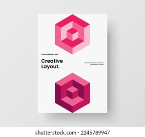 Bright geometric tiles leaflet template. Trendy postcard design vector concept.