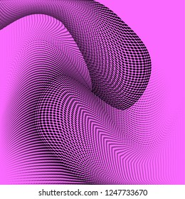 Bright geometric violet black grunge halftone pattern. Soft dynamic lines. Abstract vector illustration with dots. Modern polka dots background. Half tone pop art backdrop 